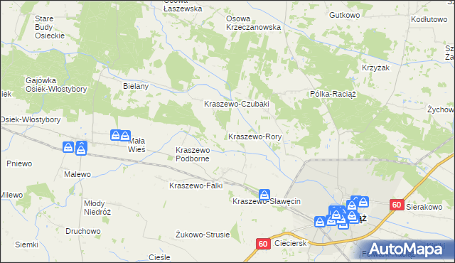 mapa Kraszewo-Rory, Kraszewo-Rory na mapie Targeo