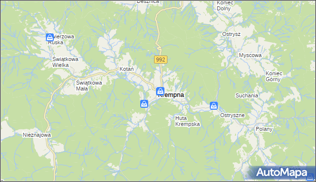 mapa Krempna, Krempna na mapie Targeo