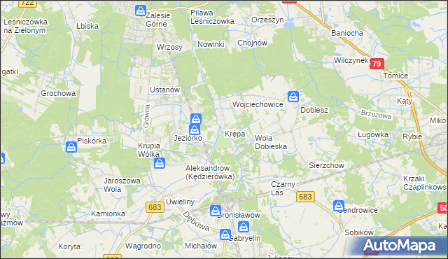 mapa Krępa gmina Prażmów, Krępa gmina Prażmów na mapie Targeo