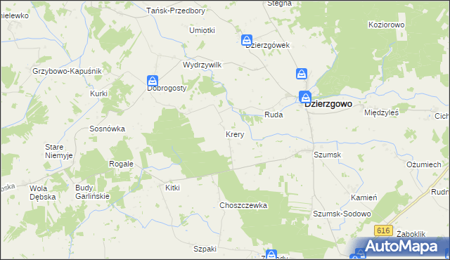 mapa Krery gmina Dzierzgowo, Krery gmina Dzierzgowo na mapie Targeo