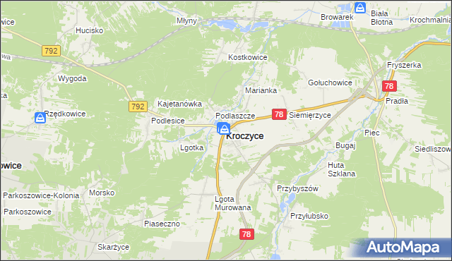 mapa Kroczyce, Kroczyce na mapie Targeo
