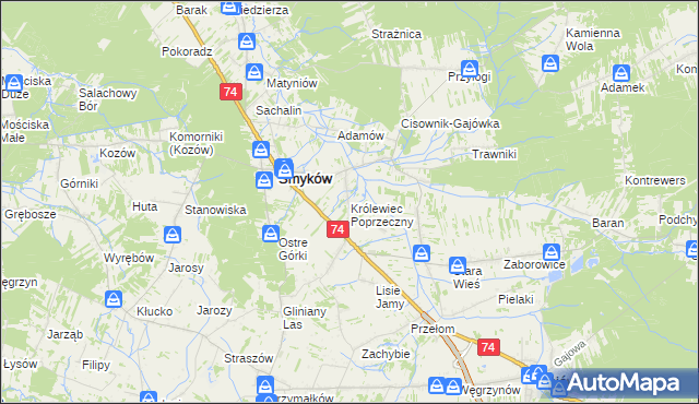 mapa Królewiec Poprzeczny, Królewiec Poprzeczny na mapie Targeo