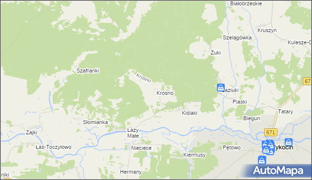 mapa Krosno gmina Tykocin, Krosno gmina Tykocin na mapie Targeo