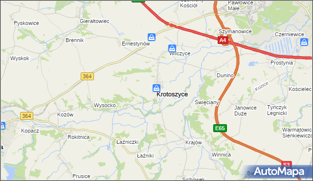 mapa Krotoszyce, Krotoszyce na mapie Targeo