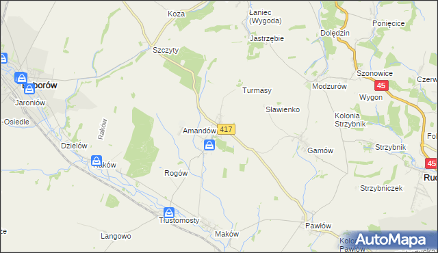 mapa Krowiarki, Krowiarki na mapie Targeo