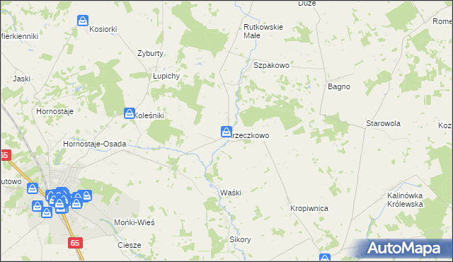 mapa Krzeczkowo gmina Mońki, Krzeczkowo gmina Mońki na mapie Targeo