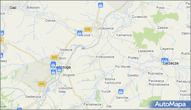 mapa Krzeczowice, Krzeczowice na mapie Targeo