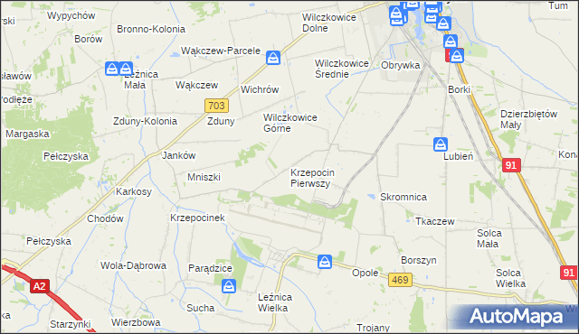 mapa Krzepocin Pierwszy, Krzepocin Pierwszy na mapie Targeo