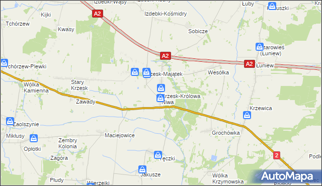 mapa Krzesk-Królowa Niwa, Krzesk-Królowa Niwa na mapie Targeo