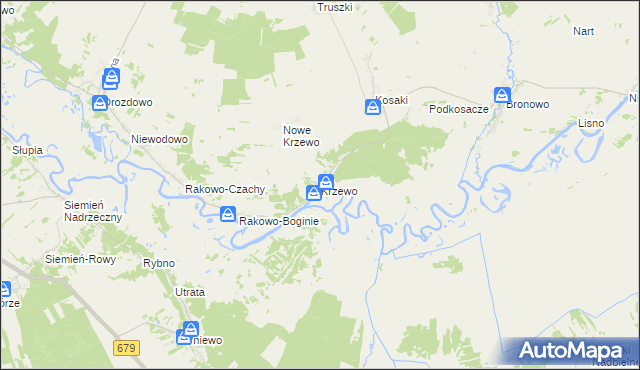 mapa Krzewo gmina Piątnica, Krzewo gmina Piątnica na mapie Targeo