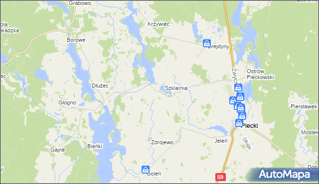 mapa Krzywy Róg gmina Piecki, Krzywy Róg gmina Piecki na mapie Targeo