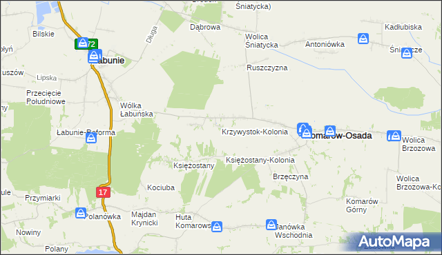 mapa Krzywystok-Kolonia, Krzywystok-Kolonia na mapie Targeo