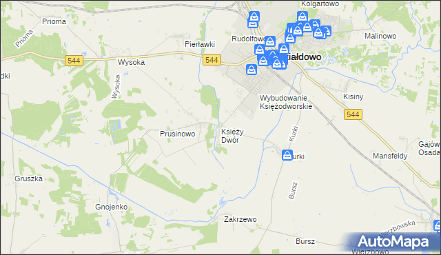 mapa Księży Dwór, Księży Dwór na mapie Targeo