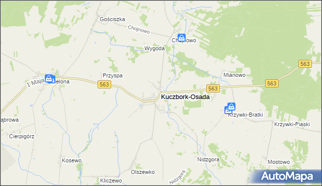 mapa Kuczbork-Osada, Kuczbork-Osada na mapie Targeo