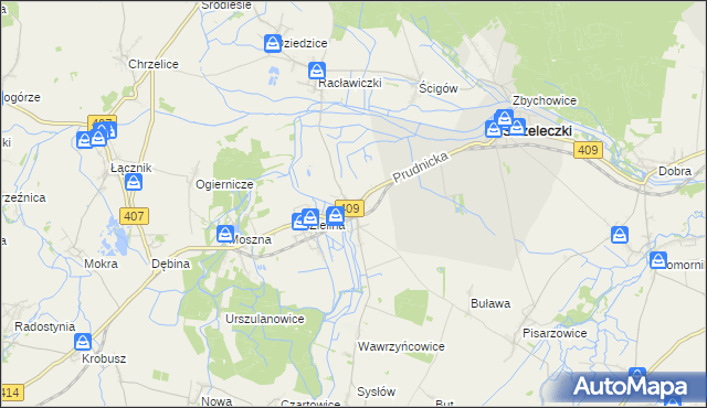 mapa Kujawy gmina Strzeleczki, Kujawy gmina Strzeleczki na mapie Targeo