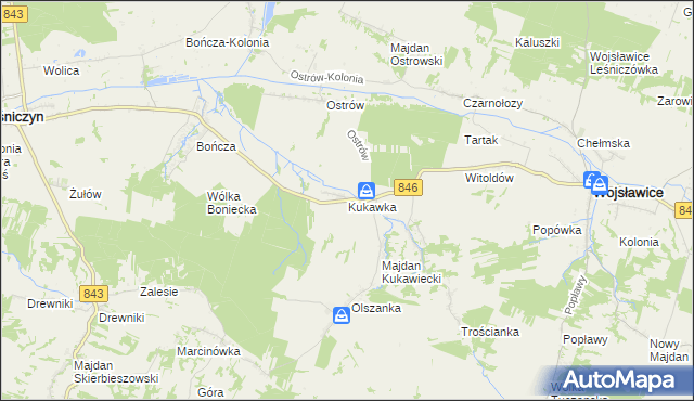 mapa Kukawka gmina Wojsławice, Kukawka gmina Wojsławice na mapie Targeo