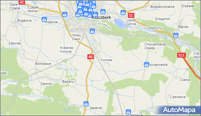 mapa Kuniów, Kuniów na mapie Targeo