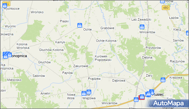 mapa Kurówek Prądzewski, Kurówek Prądzewski na mapie Targeo