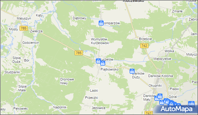 mapa Kurzelów, Kurzelów na mapie Targeo