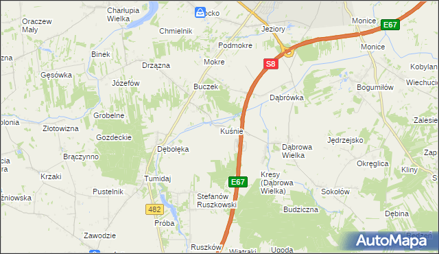 mapa Kuśnie, Kuśnie na mapie Targeo