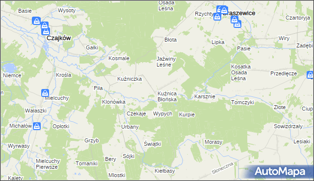 mapa Kuźnica Błońska, Kuźnica Błońska na mapie Targeo