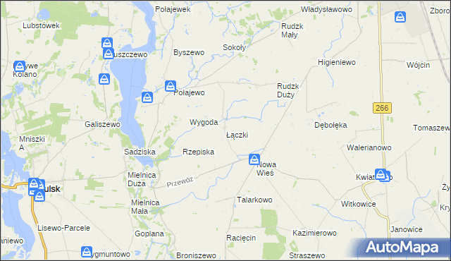 mapa Łączki gmina Piotrków Kujawski, Łączki gmina Piotrków Kujawski na mapie Targeo
