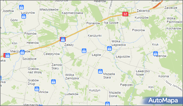 mapa Łagów gmina Przyłęk, Łagów gmina Przyłęk na mapie Targeo