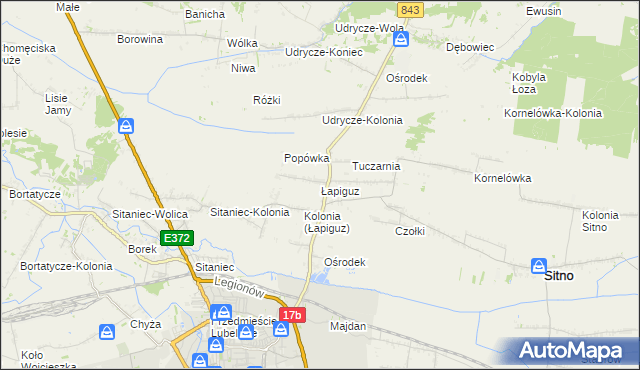 mapa Łapiguz, Łapiguz na mapie Targeo