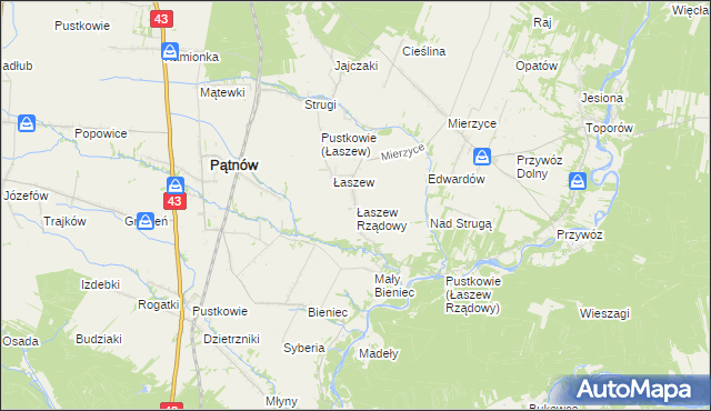 mapa Łaszew Rządowy, Łaszew Rządowy na mapie Targeo