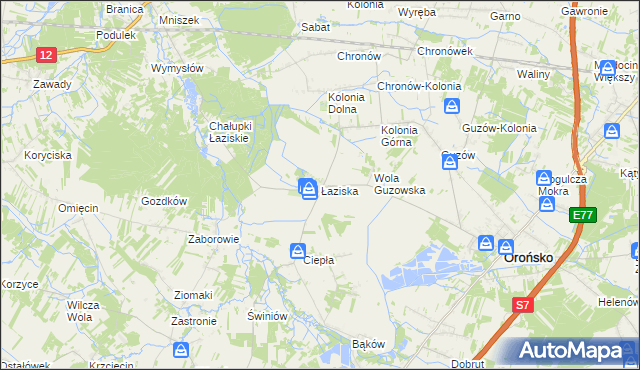 mapa Łaziska gmina Orońsko, Łaziska gmina Orońsko na mapie Targeo