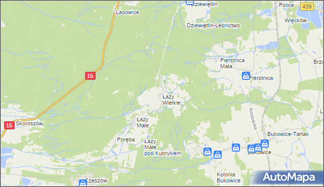 mapa Łazy Wielkie, Łazy Wielkie na mapie Targeo