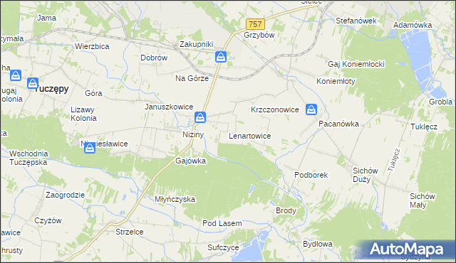 mapa Lenartowice gmina Staszów, Lenartowice gmina Staszów na mapie Targeo