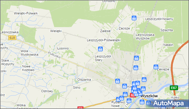 mapa Leszczydół Stary, Leszczydół Stary na mapie Targeo