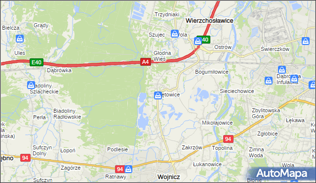 mapa Łętowice gmina Wierzchosławice, Łętowice gmina Wierzchosławice na mapie Targeo