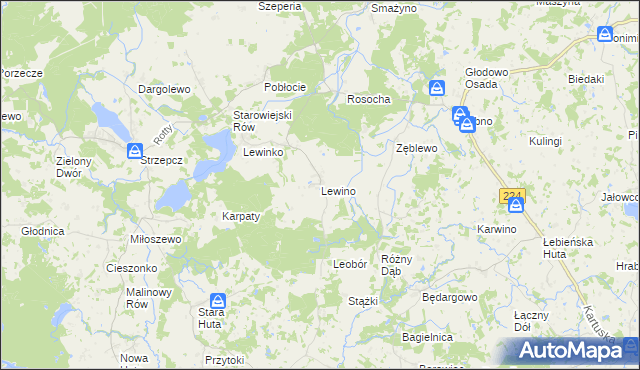 mapa Lewino, Lewino na mapie Targeo