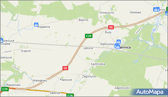 mapa Łężyca, Łężyca na mapie Targeo