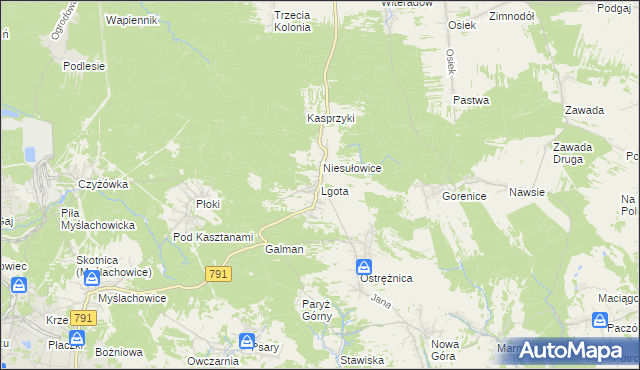 mapa Lgota gmina Trzebinia, Lgota gmina Trzebinia na mapie Targeo