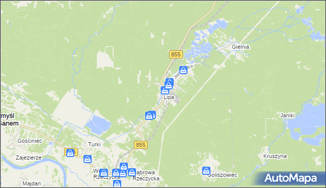 mapa Lipa gmina Zaklików, Lipa gmina Zaklików na mapie Targeo