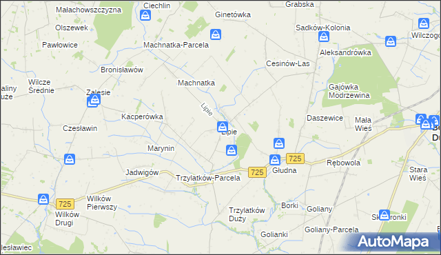 mapa Lipie gmina Błędów, Lipie gmina Błędów na mapie Targeo