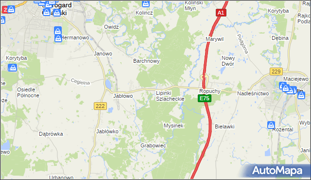 mapa Lipinki Szlacheckie, Lipinki Szlacheckie na mapie Targeo