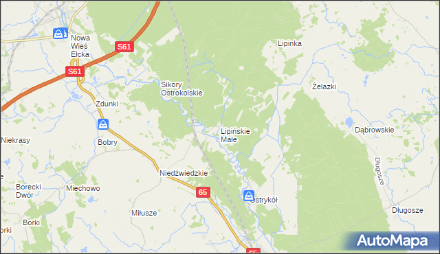 mapa Lipińskie Małe, Lipińskie Małe na mapie Targeo