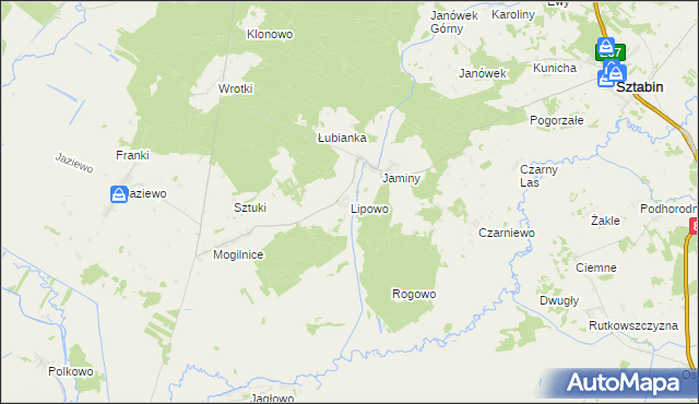 mapa Lipowo gmina Sztabin, Lipowo gmina Sztabin na mapie Targeo