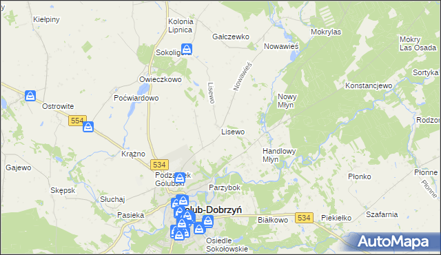 mapa Lisewo gmina Golub-Dobrzyń, Lisewo gmina Golub-Dobrzyń na mapie Targeo