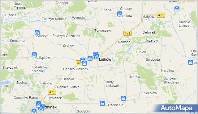 mapa Lisków, Lisków na mapie Targeo