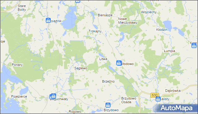 mapa Litwa gmina Miłakowo, Litwa gmina Miłakowo na mapie Targeo