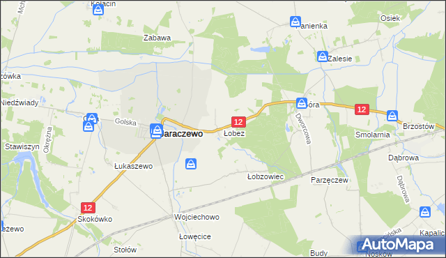 mapa Łobez gmina Jaraczewo, Łobez gmina Jaraczewo na mapie Targeo