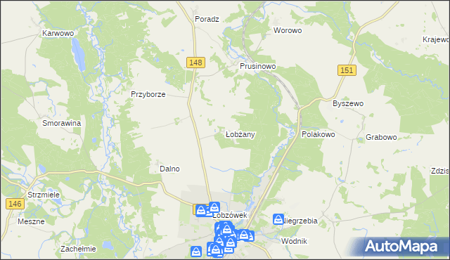 mapa Łobżany, Łobżany na mapie Targeo