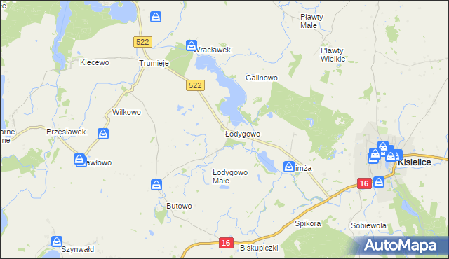 mapa Łodygowo gmina Kisielice, Łodygowo gmina Kisielice na mapie Targeo