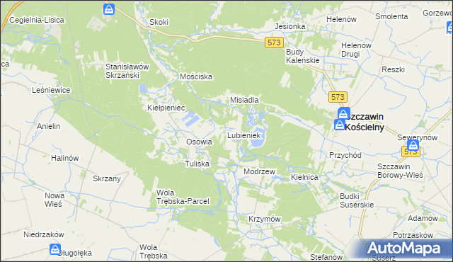 mapa Lubieniek, Lubieniek na mapie Targeo