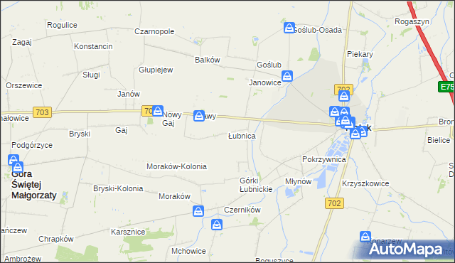 mapa Łubnica gmina Piątek, Łubnica gmina Piątek na mapie Targeo